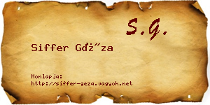 Siffer Géza névjegykártya